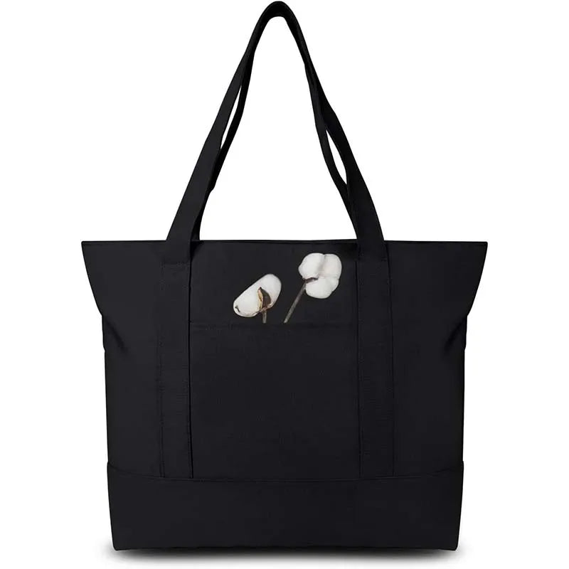 Large Capacity Color Block Canvas Tote with Custom Logo