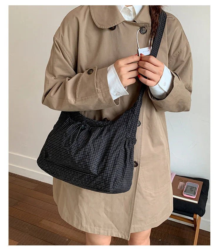 Korean Style Pleated Cloud Bag - Nylon Crossbody Tote