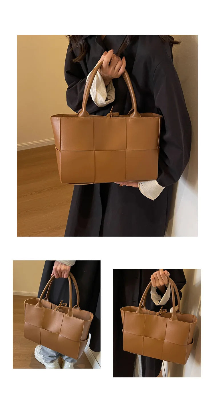 CGCBAG Solid PU Leather Tote - Minimalist Commuter Bag