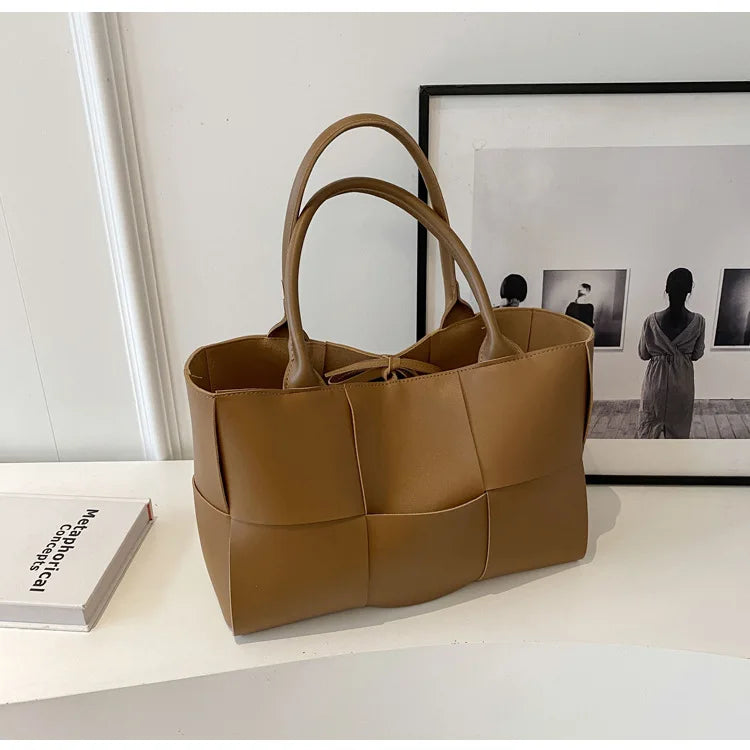 CGCBAG Solid PU Leather Tote - Minimalist Commuter Bag