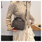Korean Style Wrinkled Denim Crossbody - Versatile Shoulder Bag