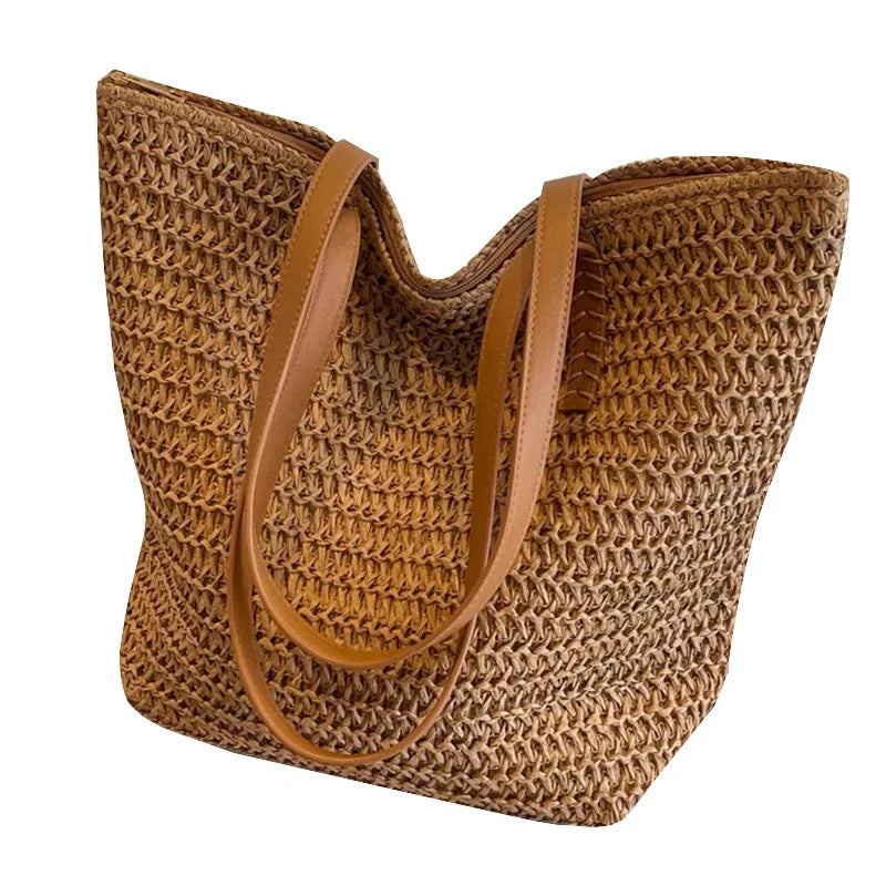 Bali Straw Basket Handbag - Large Summer Beach Tote