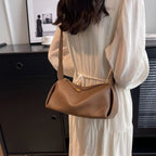 Litchi Pattern PU Leather Pillow Bag - Korean Style Crossbody