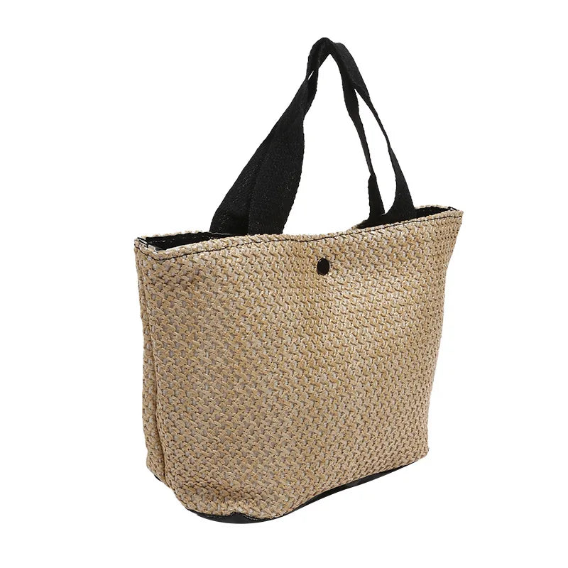 Small Braided Straw Satchel Bag - Trendy Beach Handbag