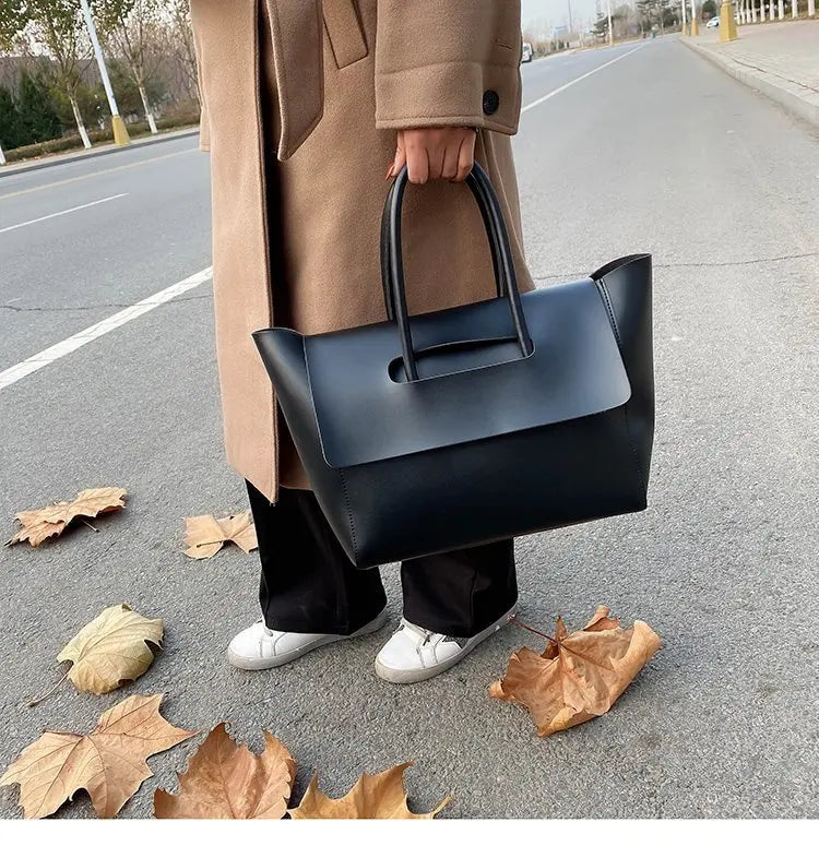 CGABG Large Capacity PU Leather Tote - Elegant Designer Bag