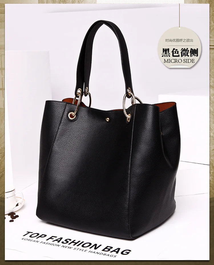 Waterproof PU Leather Tote Bag - Large Top Handle Work Bag