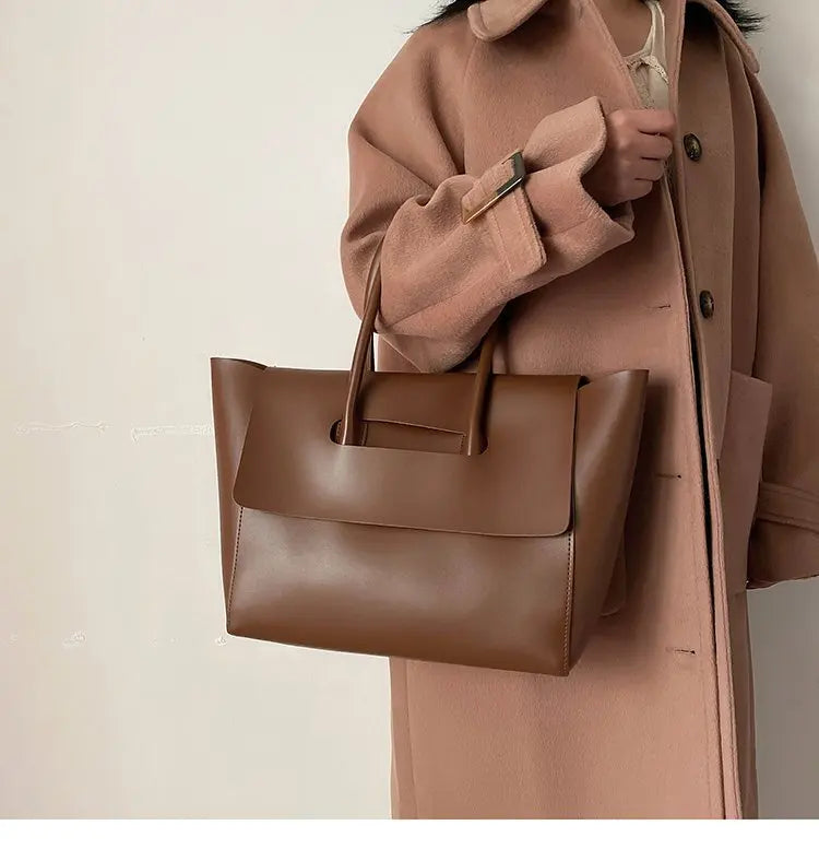 CGABG Large Capacity PU Leather Tote - Elegant Designer Bag
