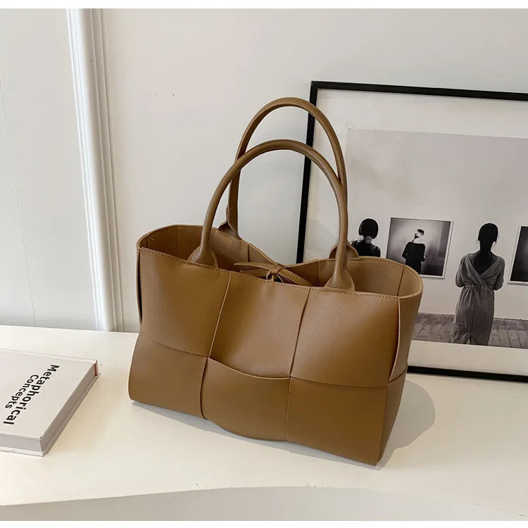 CGCBAG Solid PU Leather Tote - Minimalist Commuter Bag