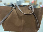 Oversized Faux Suede Winged Tote - Chic Frosted Shoulder Bag