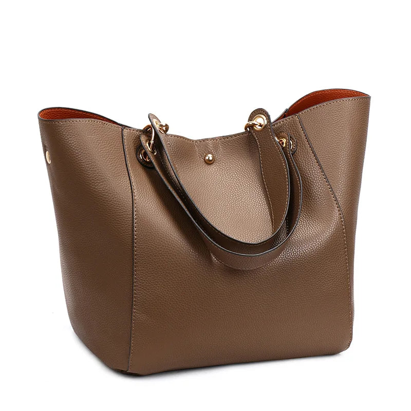 Waterproof PU Leather Tote Bag - Large Top Handle Work Bag