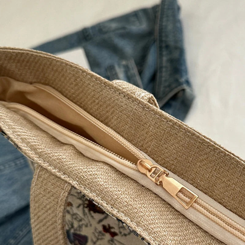 Foldable Large Beach Bag with Floral Print - Summer Tote
