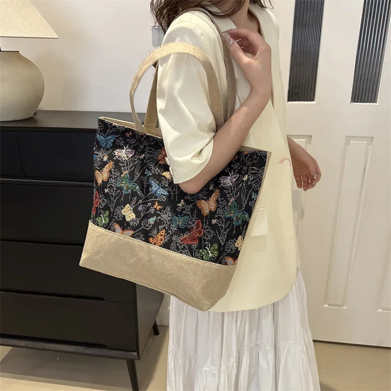 Foldable Large Beach Bag with Floral Print - Summer Tote