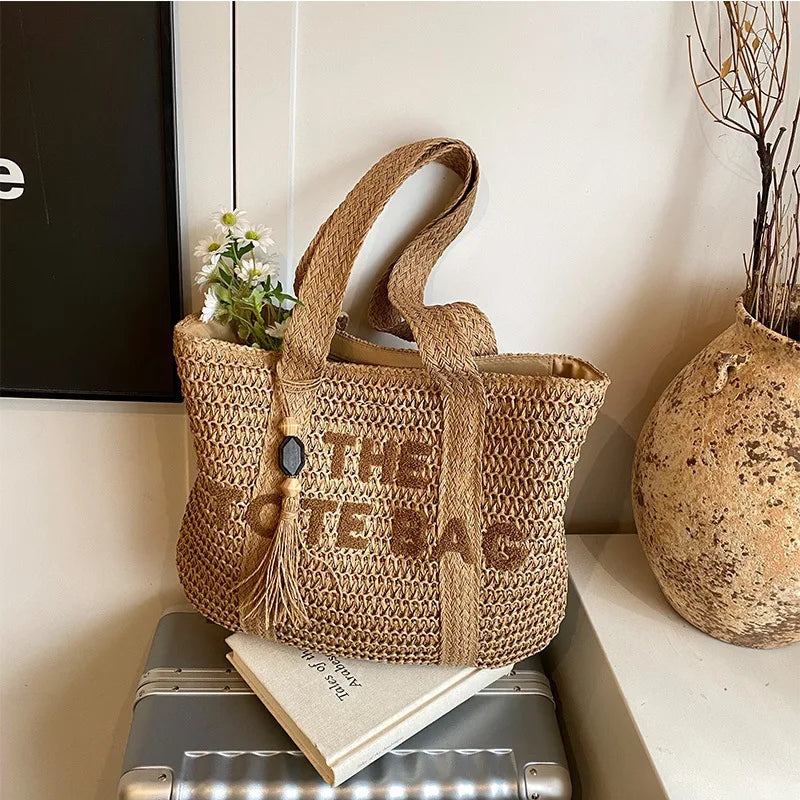 French Style Woven Straw Beach Bag - Large Capacity Tote