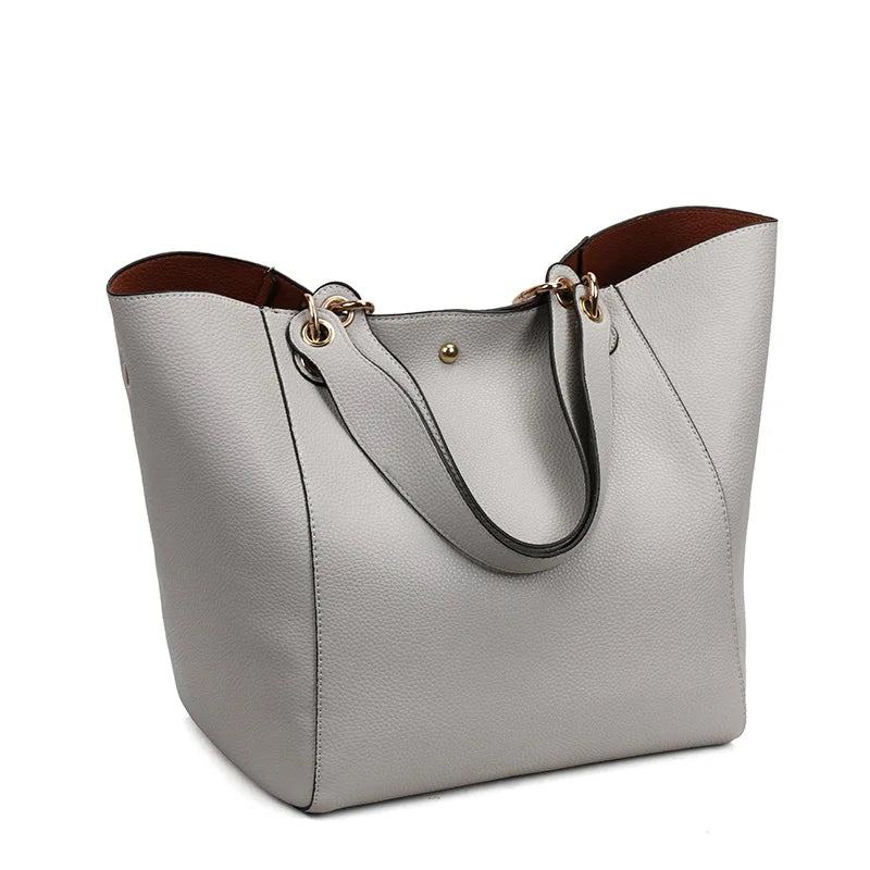 Waterproof PU Leather Tote Bag - Large Top Handle Work Bag
