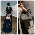 Genuine Leather Dumpling Cloud Bag - French Style Crossbody
