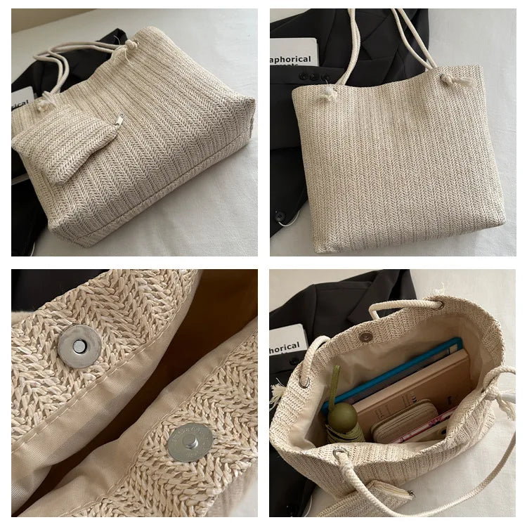 Large Bali Beach Tote - Designer Straw Shoulder Bag