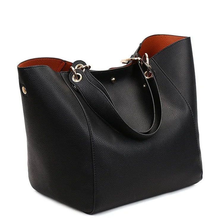 Waterproof PU Leather Tote Bag - Large Top Handle Work Bag
