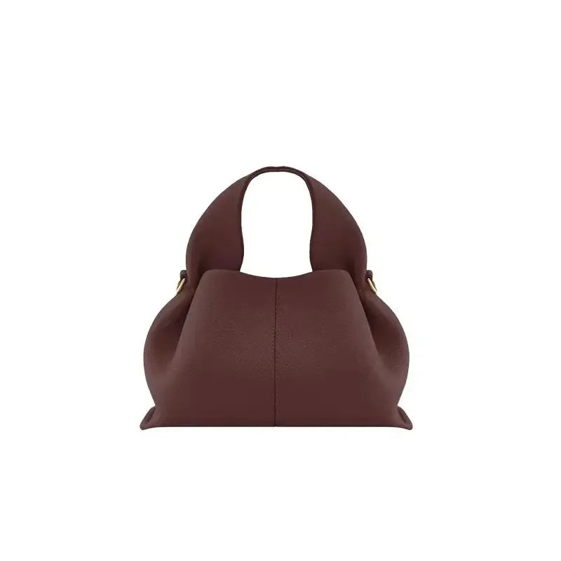 Genuine Leather Dumpling Cloud Bag - French Style Crossbody