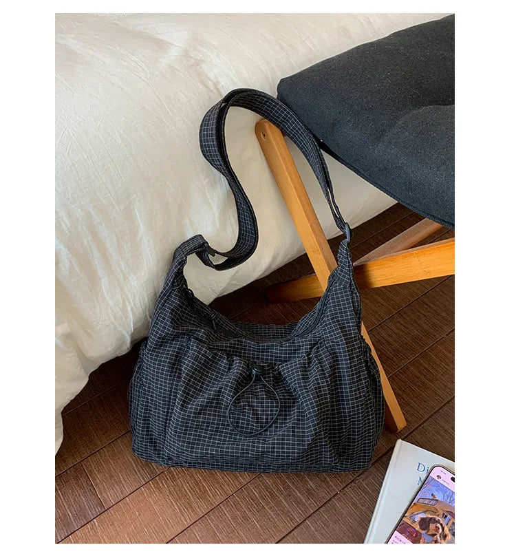 Korean Style Pleated Cloud Bag - Nylon Crossbody Tote