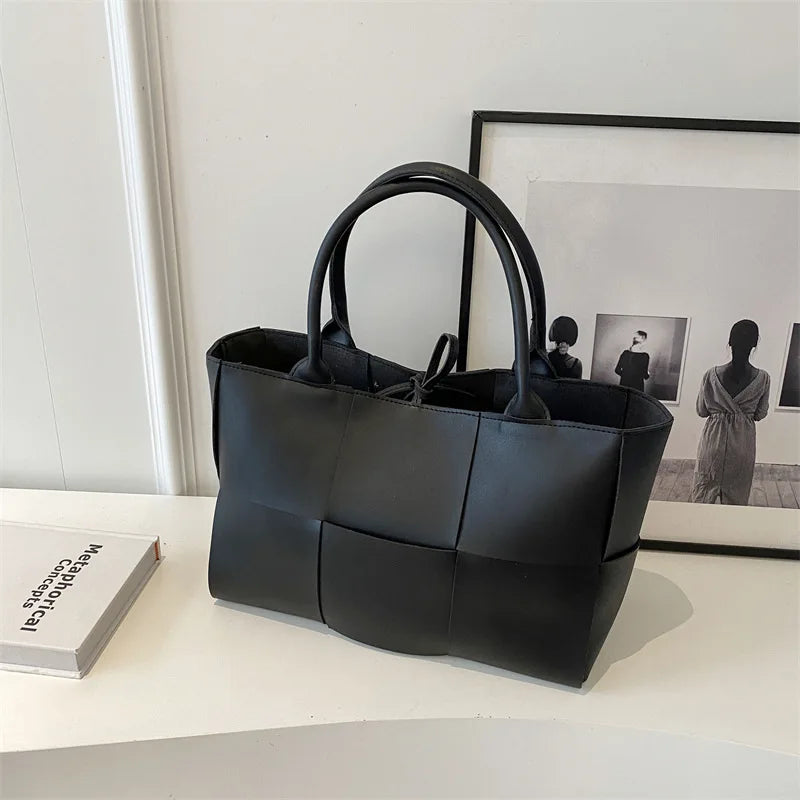 CGCBAG Solid PU Leather Tote - Minimalist Commuter Bag
