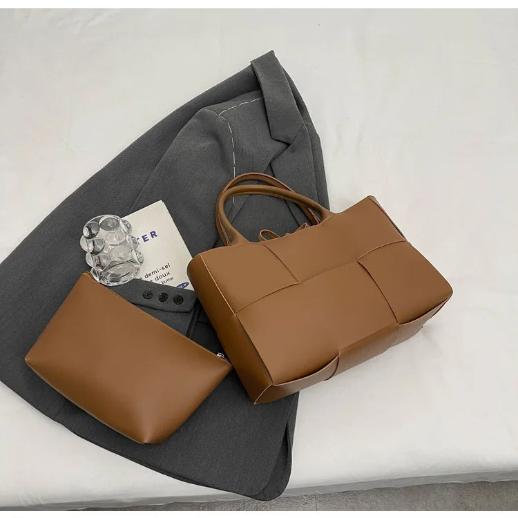 CGCBAG Solid PU Leather Tote - Minimalist Commuter Bag