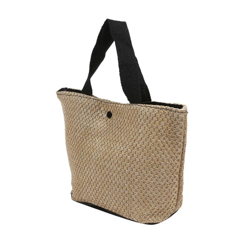 Small Braided Straw Satchel Bag - Trendy Beach Handbag