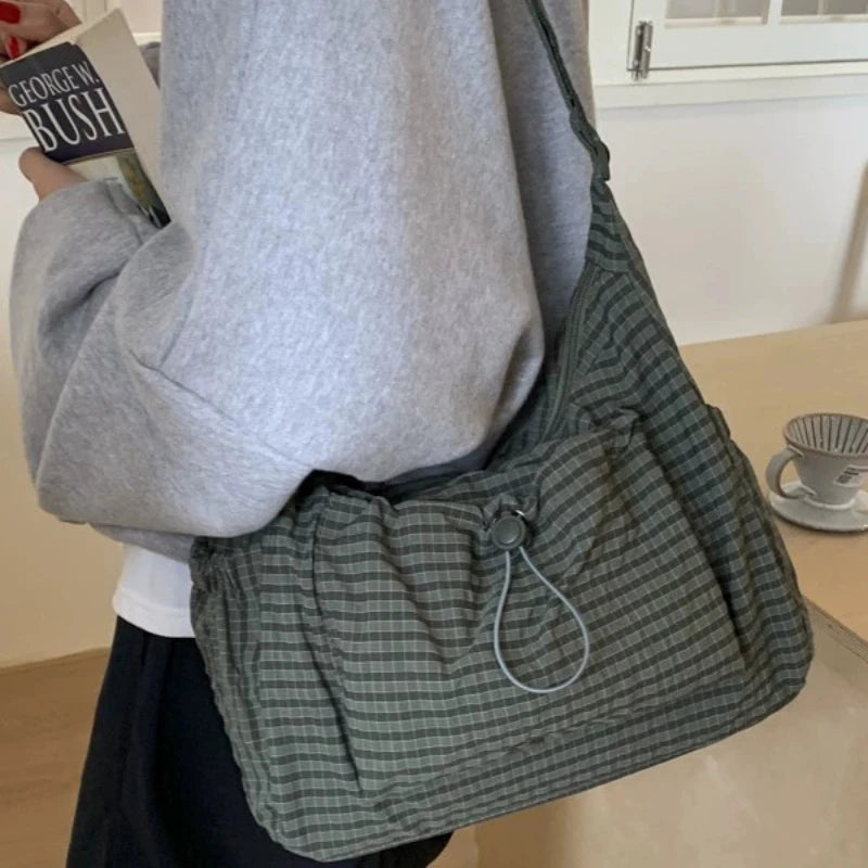 Korean Style Pleated Cloud Bag - Nylon Crossbody Tote