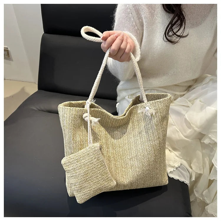 Large Bali Beach Tote - Designer Straw Shoulder Bag