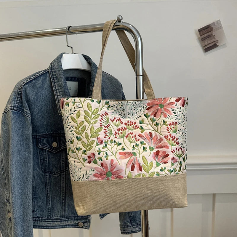 Foldable Large Beach Bag with Floral Print - Summer Tote