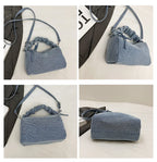 Korean Style Wrinkled Denim Crossbody - Versatile Shoulder Bag