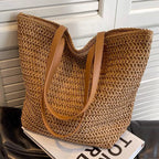 Bali Straw Basket Handbag - Large Summer Beach Tote