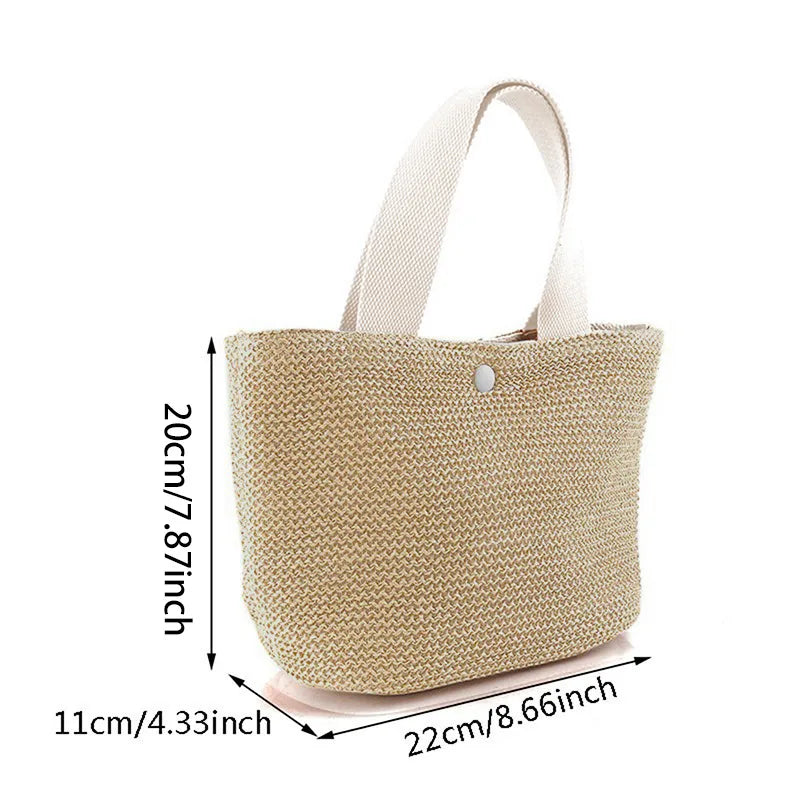 Small Braided Straw Satchel Bag - Trendy Beach Handbag