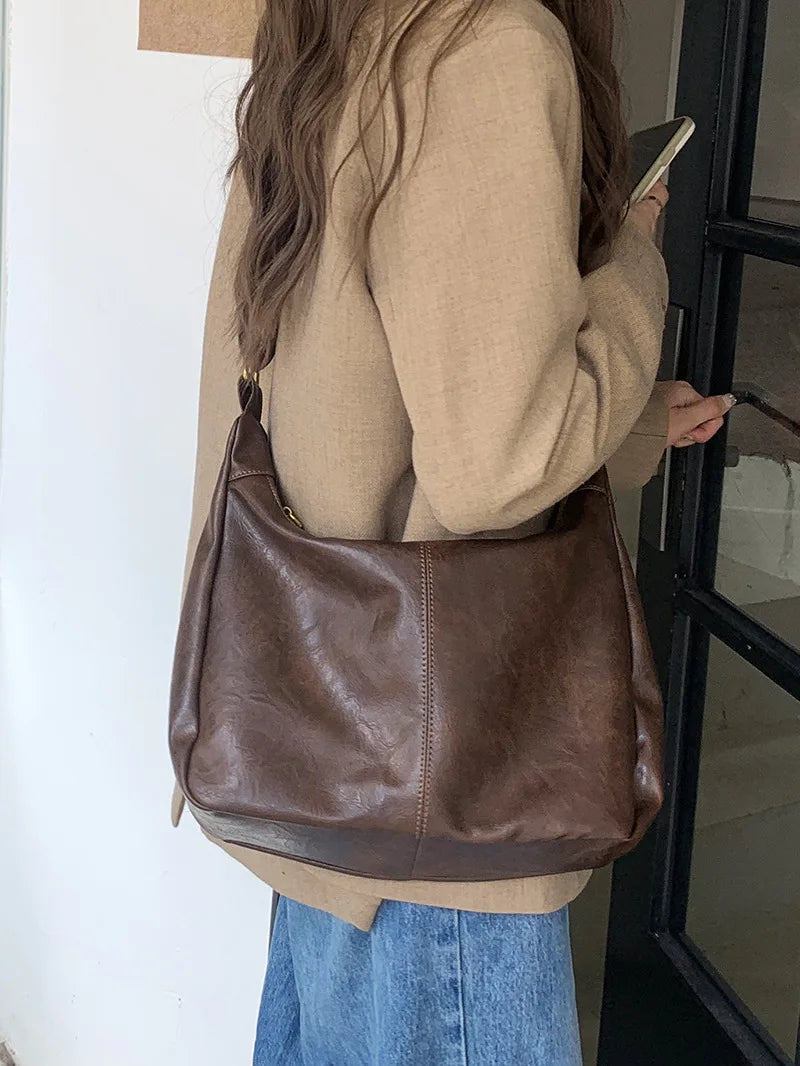 Premium PU Leather Tote Bag - Classic Women's Shoulder Purse