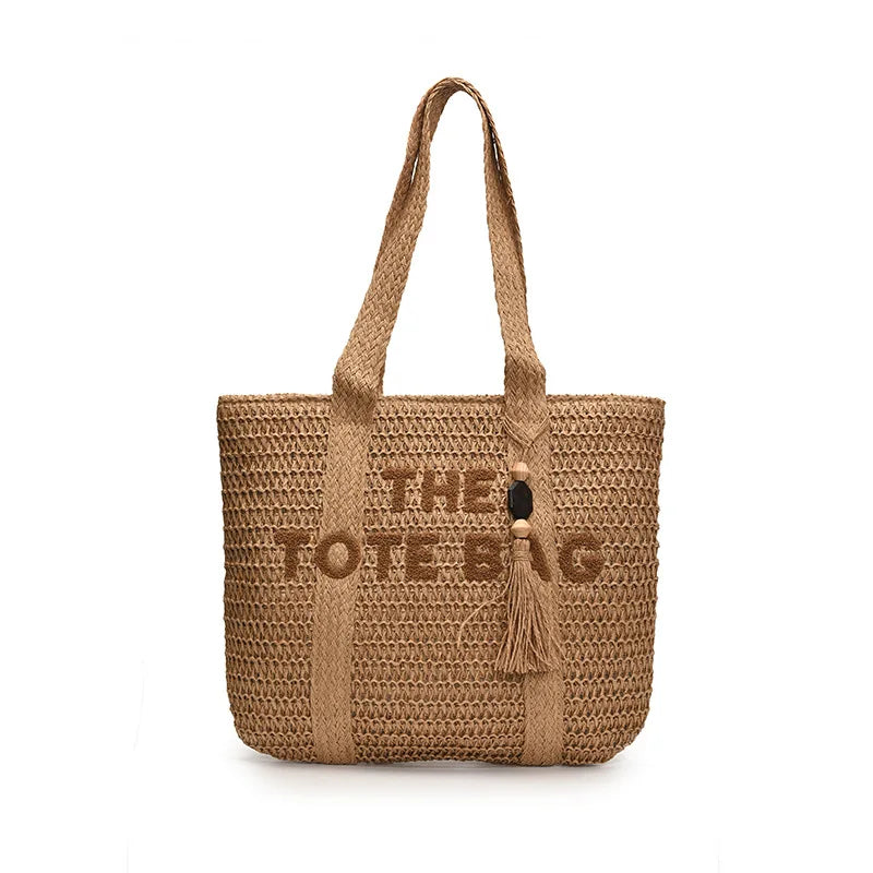 Handmade Large Woven Straw Bag - High-End Beach Tote