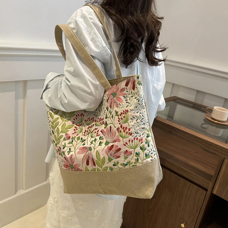 Foldable Large Beach Bag with Floral Print - Summer Tote