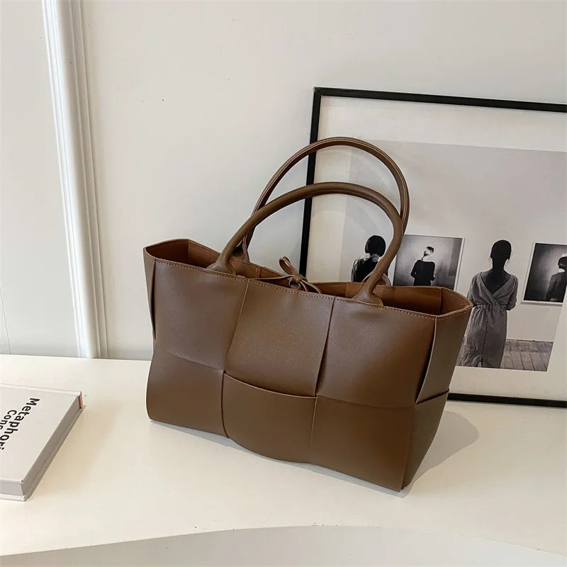 CGCBAG Solid PU Leather Tote - Minimalist Commuter Bag