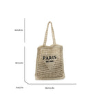 Paris Fashion Straw Tote Set - Khaki Large Capacity Bag