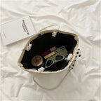 Large Capacity Straw Tote Bag with Silk Scarf Detail