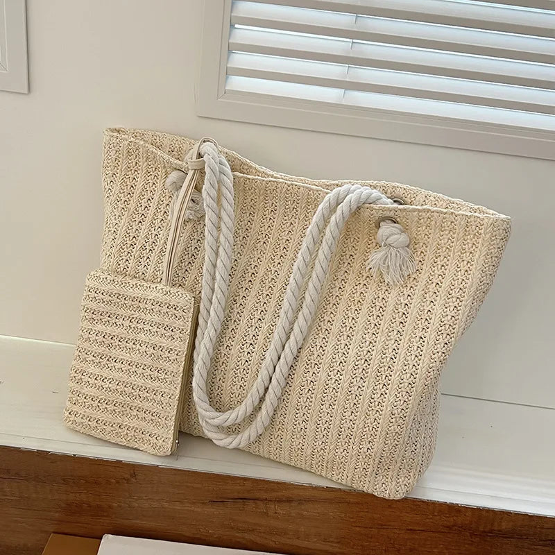 Large Bali Beach Tote - Designer Straw Shoulder Bag