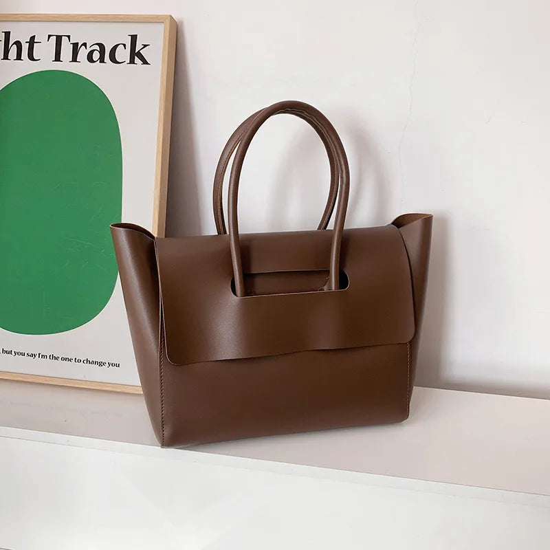 CGABG Large Capacity PU Leather Tote - Elegant Designer Bag