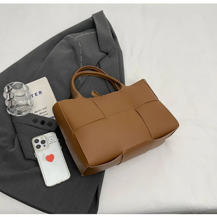 CGCBAG Solid PU Leather Tote - Minimalist Commuter Bag