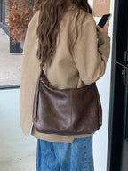Premium PU Leather Tote Bag - Classic Women's Shoulder Purse