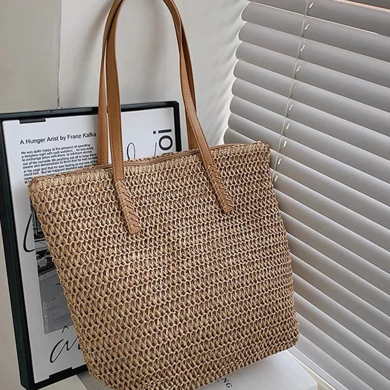 Bali Straw Basket Handbag - Large Summer Beach Tote