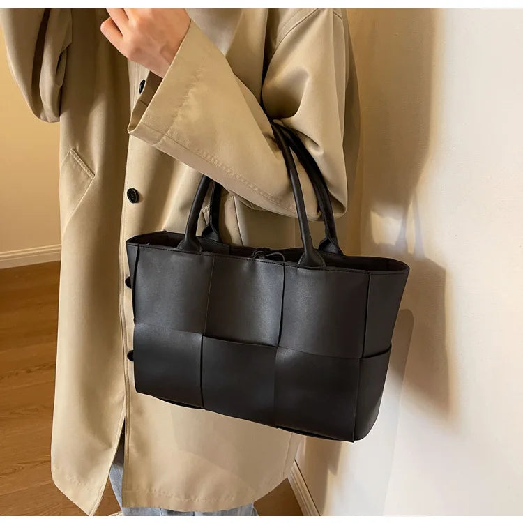 CGCBAG Solid PU Leather Tote - Minimalist Commuter Bag