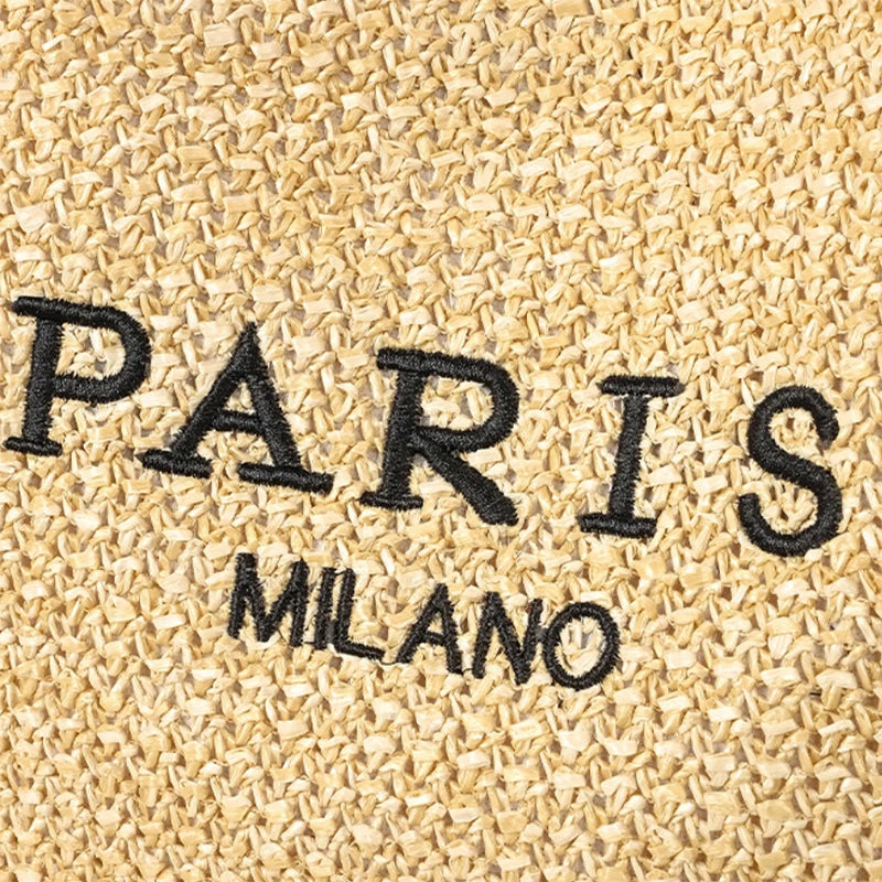 Paris Fashion Straw Tote Set - Khaki Large Capacity Bag