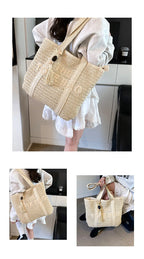 Handmade Large Woven Straw Bag - High-End Beach Tote
