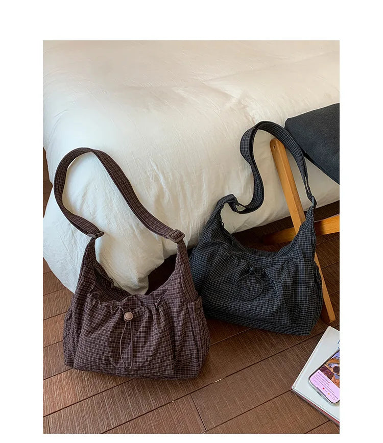 Korean Style Pleated Cloud Bag - Nylon Crossbody Tote
