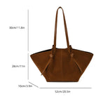 Oversized Faux Suede Winged Tote - Chic Frosted Shoulder Bag