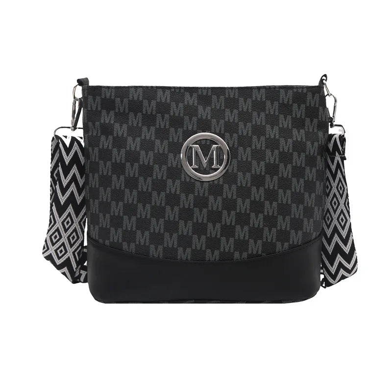 Retro "M" Letter Crossbody Bag - Versatile PU Leather Tote