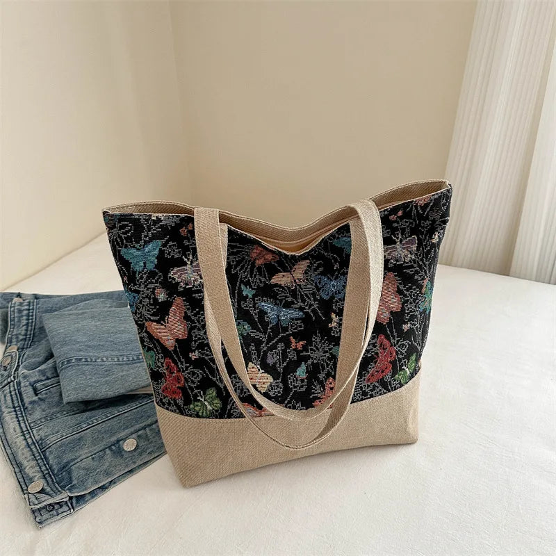 Foldable Large Beach Bag with Floral Print - Summer Tote